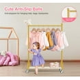 thumbnail image 5 of Gold Kids Dress Up Rack with Wheels, Sturdy Metal Clothing Storage for Little Girls and Toddlers, 5 of 6