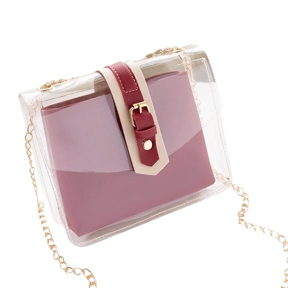 OATIPHO 1Pc Red Clear Transparent Crossbody Bag with Chain Perfect for Cellphone Storage