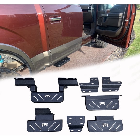 MTNTOPCN Side Steps Running Boards Sawtooth for 2015-2026 Ford F150 SuperCrew & 2017-2026 F250 F350 Crew Cab, Black Steel, 4-Piece