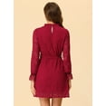 thumbnail image 4 of DARING DIVA Floral Ruffle Crew Neck Vintage Mini Lace Dress L Red, 4 of 6