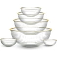thumbnail image 2 of COOK WITH COLOR Glass Mixing Bowls with Lids for Baking and Meal Prep, Fluted Gold Rim, 12-Piece, 2 of 7