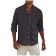 thumbnail image 1 of Men's Fashion Long Sleeve Solid Colour Casual T Shirt Button Regular Fit Shirt TopL, 1 of 5