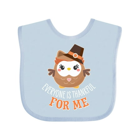 

Inktastic Everyone is Thankful for Me with Cute Thanksgiving Owl Gift Baby Boy or Baby Girl Bib