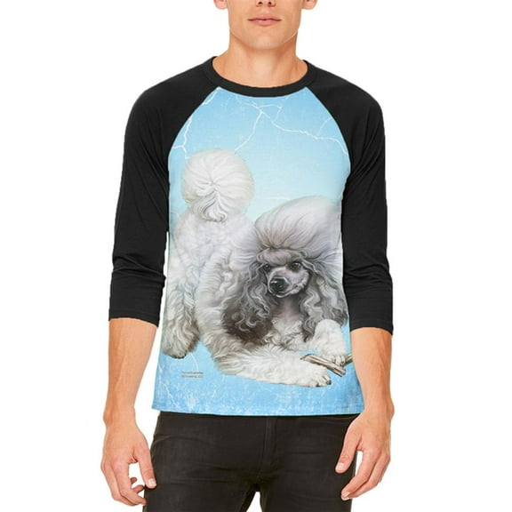 Poodle Live Forever Mens Raglan T Shirt White-Black SM