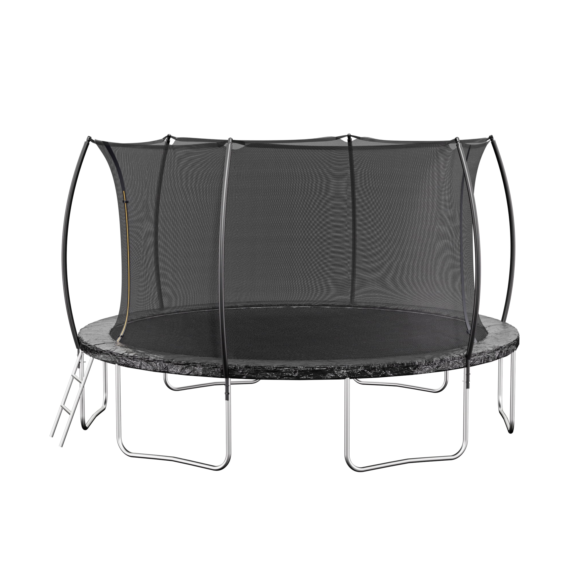 Leumius 12FT Trampoline for Kids and Adults,Outdoor Trampolines with Safety Enclosure Net,Curved Fence Pole,Round Recreational Trampoline with Ladder,Black