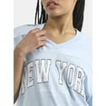 thumbnail image 3 of No Boundaries Oversized V Neck Graphic Tee with Short Sleeves, Women's, 3 of 4