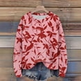 thumbnail image 3 of Long Sleeve Pullover Sweaters For Women O Neck Casual Cute Printing Knit Oversized Sweater for Fall Winter Floral Designs,Hot Pink,M, 3 of 6