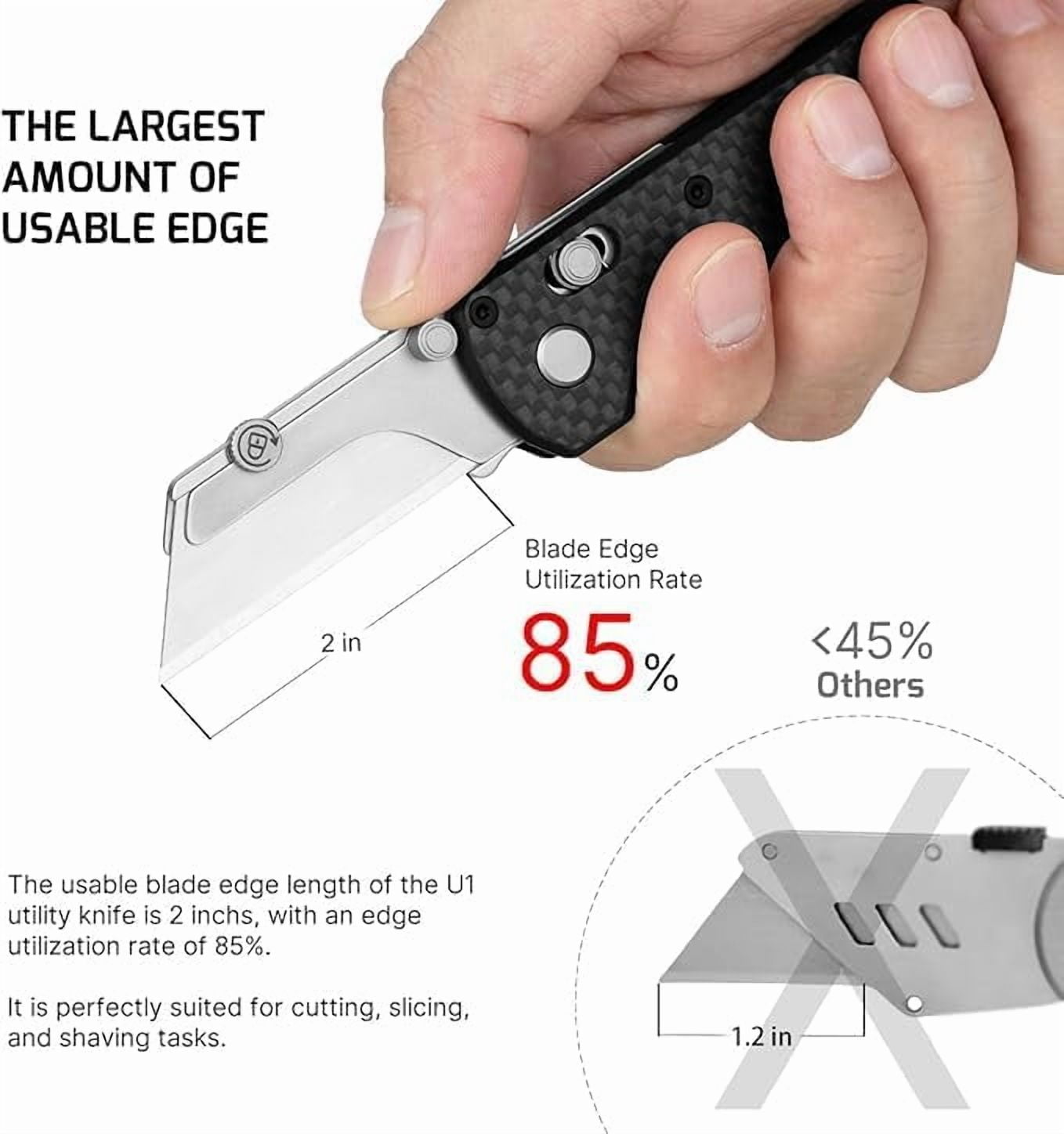 Otacle U1 Folding Utility Knife, Quick Change Box Cutter with Rail Lock, EDC Razor Knife with Pocket Clip for Office, Factory (Green Micarta)