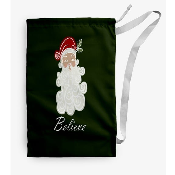Simply Daisy Believe in Santa 18 x 29 in Green Laundry Bag