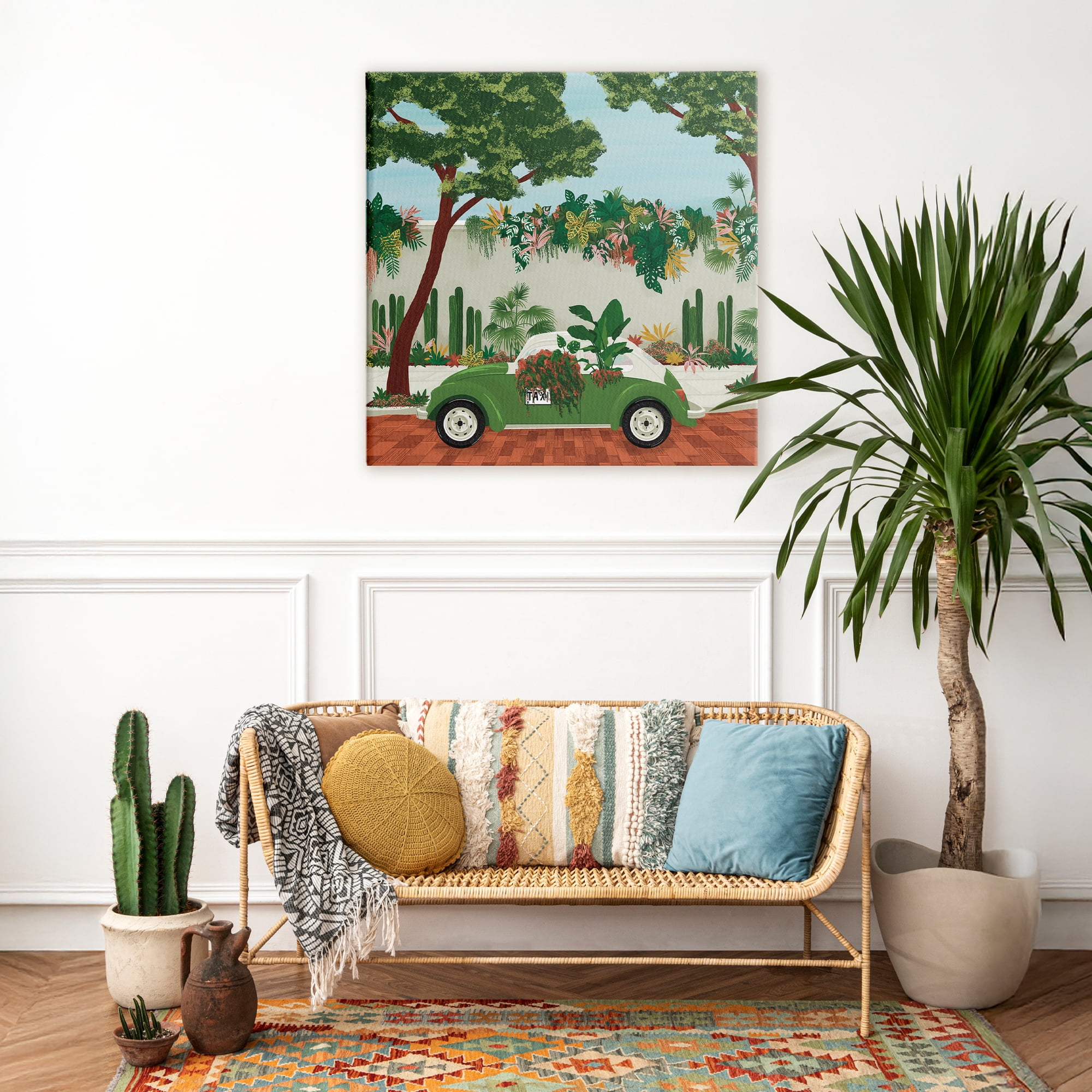 Stupell Industries Overgrown Garden Taxi Canvas Wall Art, design by Vero Illustrates