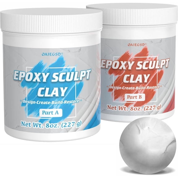 1 Pound White Epoxy Putty Sculpt Clay, 2 Part (A & B) Modeling Compound for Sculpting, Modeling, Building, Repairing, Self-Hardening Clay Easily Repairs Metal, Wood, Tile, Ceramics, Plastic