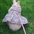 thumbnail image 2 of PENGXIANG Rabbit Clothes Leash Set  Floral Skirt Harness Vest Dress for Small Pet Hedgehog Ferret Guinea Pigs Piggies, 2 of 3