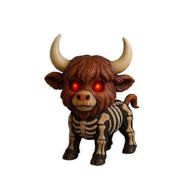 Fall Skeleton Highland Cow, Highland Cow Statue Decor Cow Enthusiast Gift Shelf Table Tray Living Room Bedroom Home Farmhouse Decoration Figurine