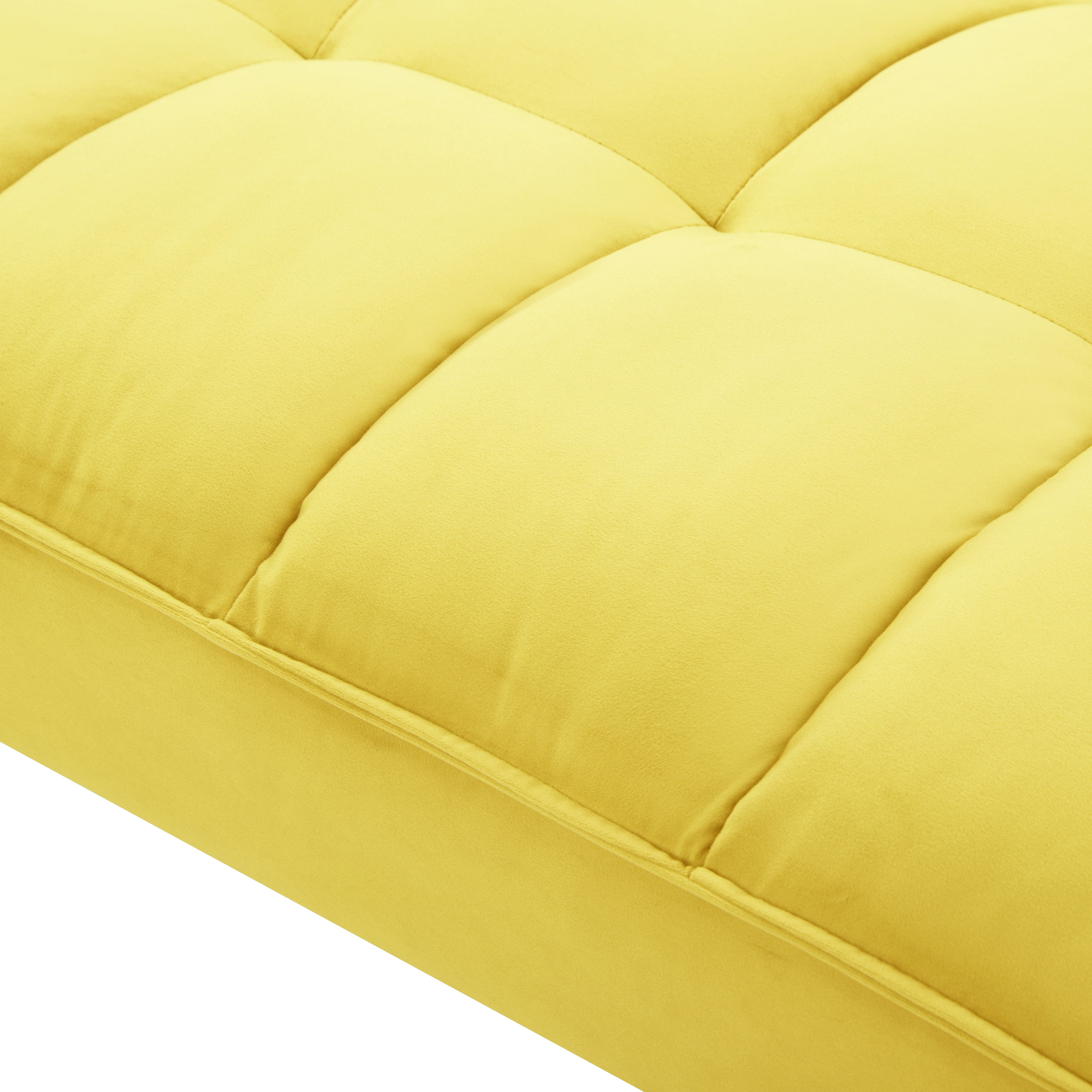 BSHTI 73” Velvet Fabric Futon Sofa Bed, Convertible Sofa Bed with Adjustable Split-Back Recliner, Twin Sleeper Couch, 5-Level Backrest Adjustment, Living Room, Bedroom & Office （Yellow）