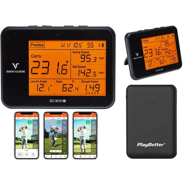 Swing Caddie SC300i by Voice Caddie Portable Launch Monitor Charger Bundle  | 2021 Model | with PlayBetter 5000mAh Charger