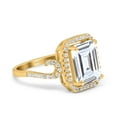thumbnail image 2 of Yellow Tone, Simulated Cubic Zirconia Size-7 Halo Radiant Cut Wedding Engagement Ring 925 Sterling Silver, 2 of 7