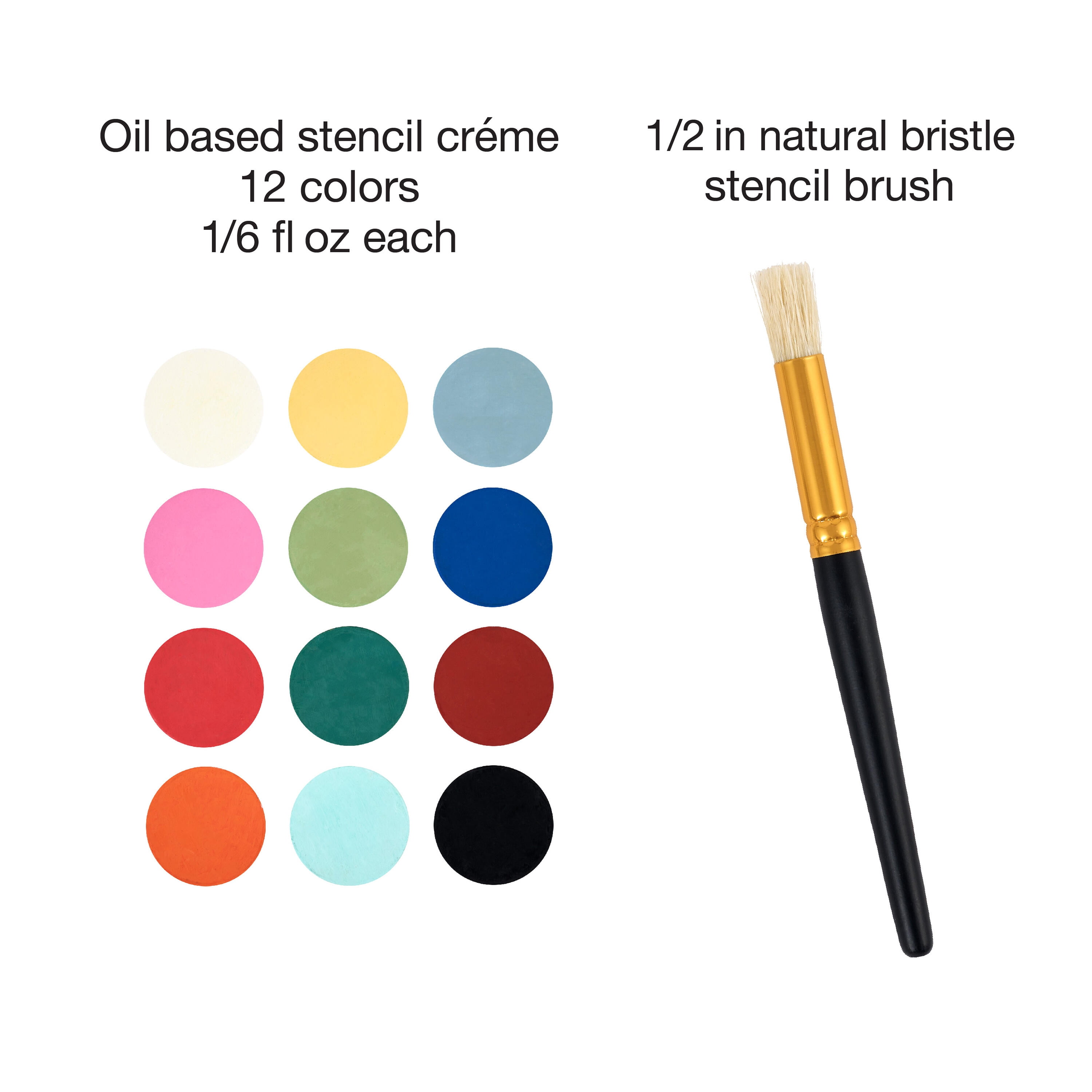 Craft Smart Stencil Crème Set - Includes 12 Assorted Colors & 1 Brush per Set, 1/6 fl oz Paints - Ideal for Shading, Blending & Stencil Art, 6 Pack