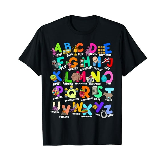 Learn Alphabet ABC's For Boys Adults Preschool Teacher T-Shirt