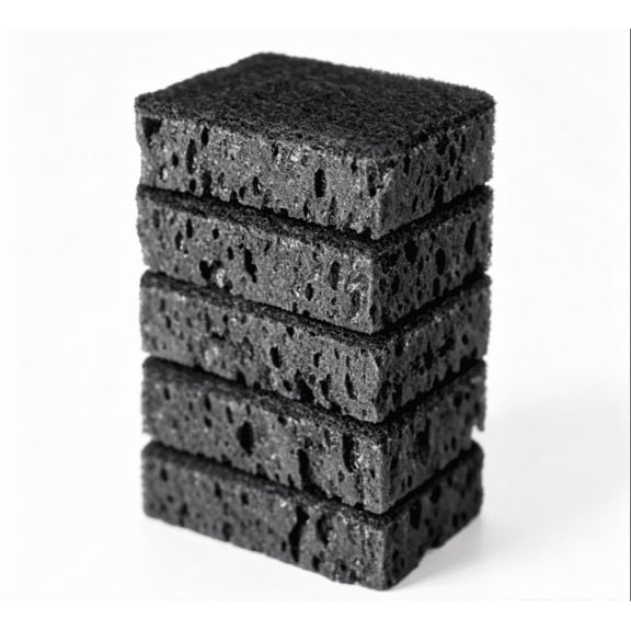 5 Pack Black Scouring Pads | Oimcto Reusable Cleaning Sponge Scour Pads, Multi Household Cleaner for Kitchen Pots, Pans, Sinks & Stovetop