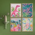 thumbnail image 2 of PixonSign Framed Wall Art Playful Dinosaur and Abstract Nature Landscape Illustrations Posters, Set of 4 Pink Boho Pastel Fine Art Multicolor Canvas Prints for Home Decor - 8"x10" Natural, 2 of 5