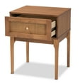 thumbnail image 3 of Baxton Studio Ramiel Mid-Century Modern Ash Walnut Finished Wood and Rattan 1-Drawer Nightstand, 3 of 10