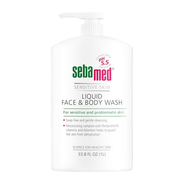 Jabón líquido para rostro y cuerpo SEBAMED pH 5.5 para pieles sensibles, 1 litro