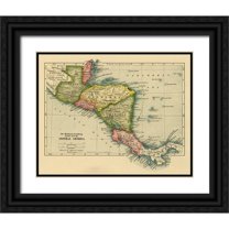 Vintage Maps 24x20 Black Ornate Wood Framed with Double Matting Museum Art Print Titled - Panama Costa Rica Hondouras Guatamala Salvador British Honduras 1902