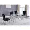 thumbnail image 2 of Rectangular Clear Glass 5pc Dining Set with Silver Stainless Steel Base, 2 of 4