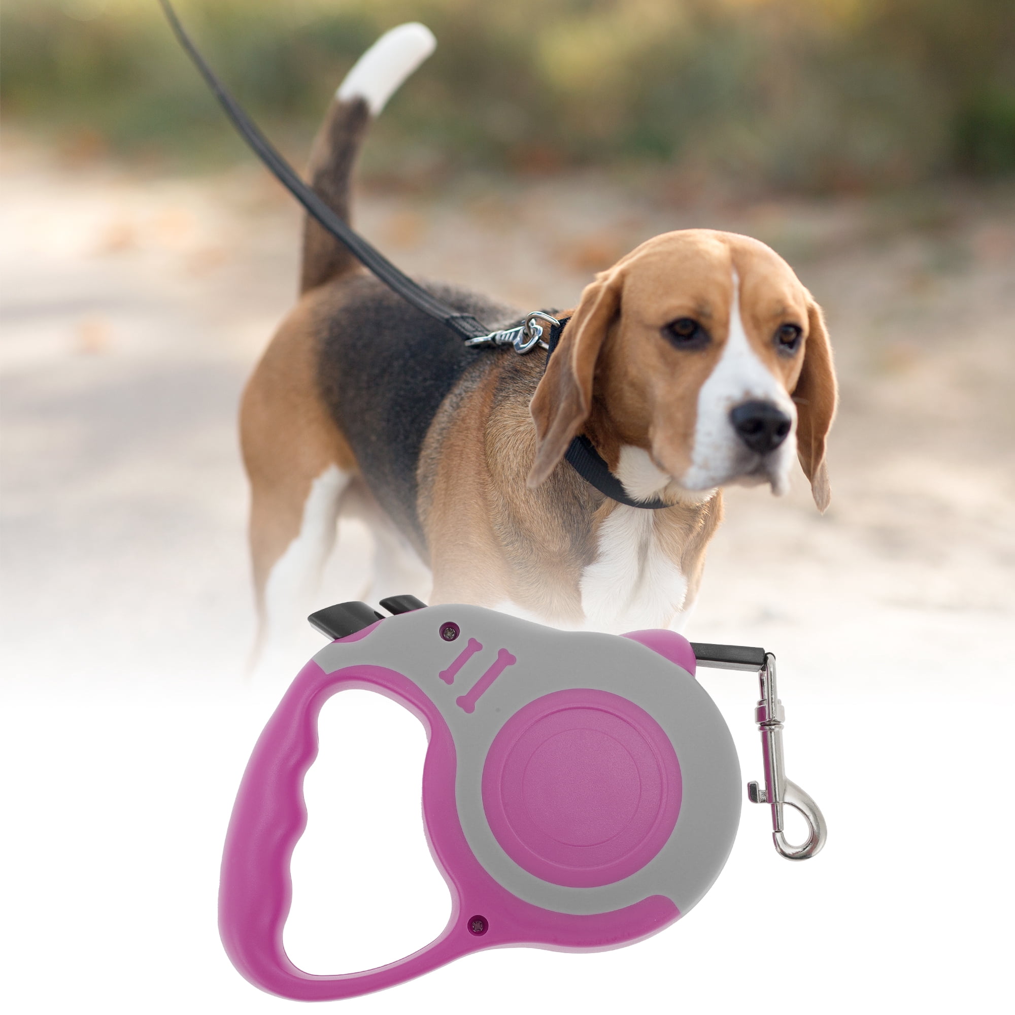 Unique Bargains Retractable Pet Leash Dog Leash Rose Red, Gray 196.85"
