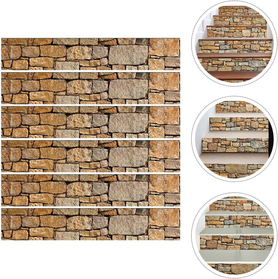 Stone Pattern Stairs Sticker, Peel and Stick Staircase Decals Self Adhesive Vinyl Stair Decals Wall Sticker for House Stairs Decoration