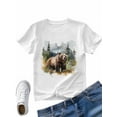 thumbnail image 4 of Women's T-Shirt Forest Animal Nature Bear Short Sleeve Casual Tee Classic Crew Neck T Shirt for Women White, XS, 4 of 7