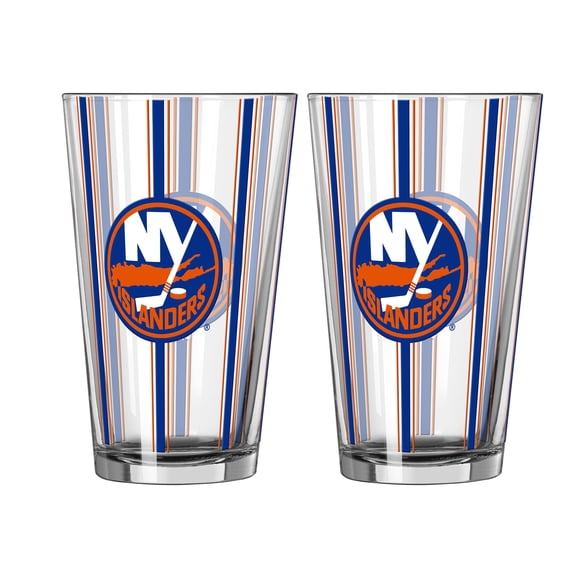 Logo Brands New York Islanders Two-Piece 16oz. Striped Pint Glass Set