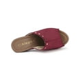 thumbnail image 4 of BLISSFUL STEP Chaussures pour Femmes à Plateforme à Talons Épais à Bout Ouvert à Rivets en Faux Suède Sandales à Enfiler Bourgogne 7, 4 of 8