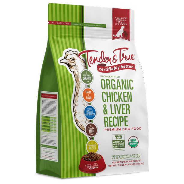 Tender & True Organic Chicken & Liver Recipe Dry Dog Food, 20 lb bag