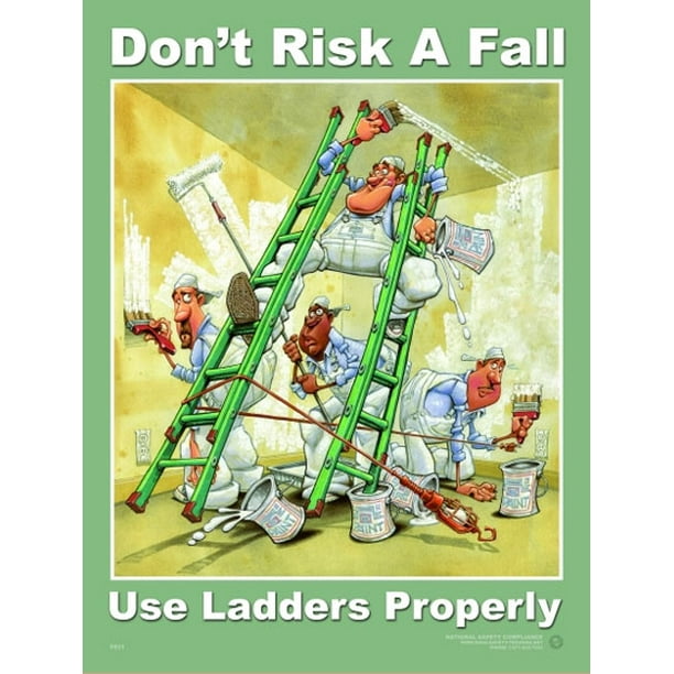 Ladder Safety Poster (18 x 24 inches) -Laminated - Walmart.com ...
