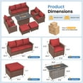 thumbnail image 2 of ELPOSUN 7 Pieces Outdoor Patio Furniture Set with Fire Pit Table, Outdoor Wicker Sectional Patio Conversation Set with Ottoman for Garden, Poolside, Backyard, Wine Red Cushion, 2 of 11