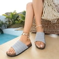 thumbnail image 2 of Slides for Women Cork Footbed Open Toe Mesh Sandals Summer Casual Flat Walking Shoes Comfortable Outdoor Slip on Slippers Gray Size 6.5, 2 of 7