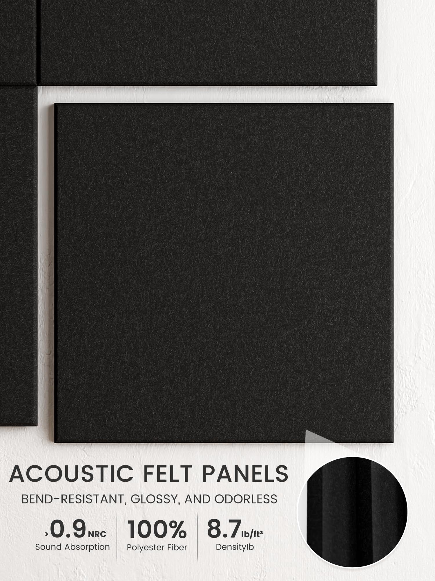 Large Cork Board 48" X 36" Alternative - 12 Pack Felt Wall Tiles With 70 Safe Removable Adhesive Tabs  30 Pushpins Boards For Walls Pin Bulletin Office Decor (black)