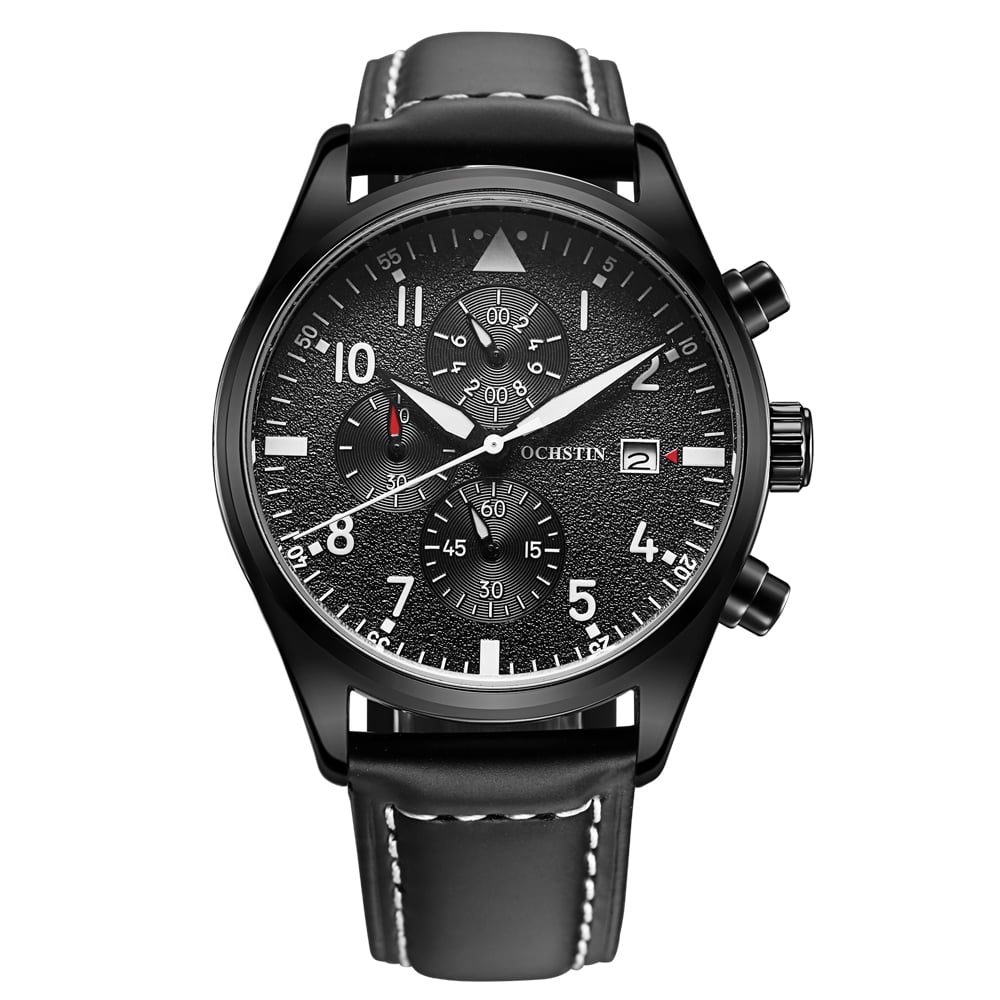 Ochstin - OCHSTIN 3ATM Water Resistant Fashion Analog Watch Luxury Genuine  Leather Strap Trendy Quartz Man Wristwatch with Calendar - Walmart.com -  Walmart.com
