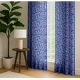thumbnail image 4 of Vargottam 84 Inch Rod Pocket/Back Tab Cotton Curtains for Windows and Doors - Light Filtering Cotton - Light Filtering Drapes For Doors - Set of 2 Panels, 52"x84" - Floral Vine Print (Blue), 4 of 8