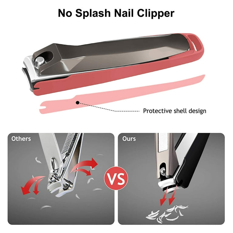 Heldig Nail Clippers with Catcher , 2Pcs Fingernail Clippers Toenail  Clippers Set, No Splash Nail Clipper with Nail File Toe Finger Nail Cutter  for Men Women and Seniors 