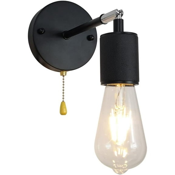 Industrial Vintage Wall Sconce, Bedside Wall Mount Lamp with Pull Chain Switch E26 Wall Light Fixtures for Bedroom Bedside Hallway Dining Hotel