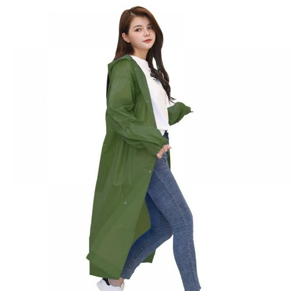 Orchip Adult Raincoat Coat Portable EVA Poncho with Hood and Elastic Cuff Sleeves