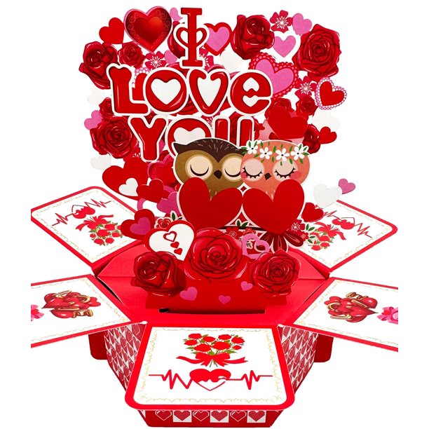 Tarjeta desplegable 3D para el día de San Valentín Caughttui Pop Up Valentines