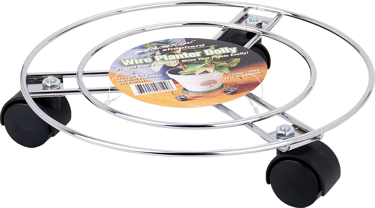 Shepherd Hardware 8199E Planter Caddy, Chrome Finish, 120-lb Load Capacity