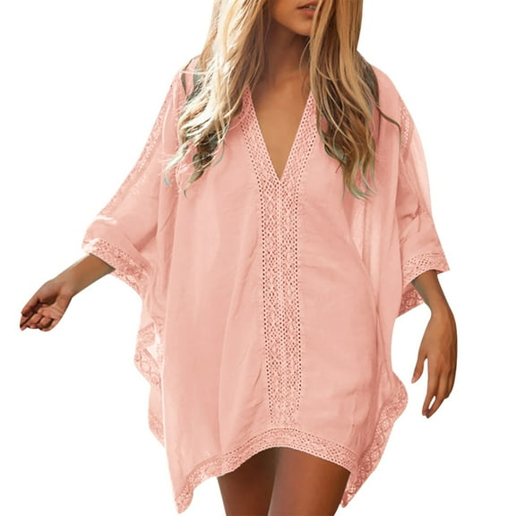 BKQCNKM Bathing Suit Cover Up for Women Cover Ups for Swimwear Women Plus Size Swimsuit for Women Bathing Suit Bikini Swimsuit Cover Up Beach Cover Up Bathing Suit Cover Up Pink One Size