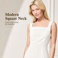thumbnail image 4 of Alvantor Summer Dresses for Women, Sleeveless Square Neck Fit and Flare Midi Dress, Ivory, 4 of 8