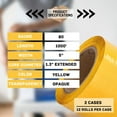 thumbnail image 6 of MMBM Yellow Extended Core Stretch Wrap 5 Inch x 1000 Feet 80 Gauge 24 Rolls Opaque Plastic Film for Packaging, 6 of 6