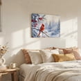 thumbnail image 4 of Christmas Winter Canvas Wall Art, Rustic Red Cardinal Holly Berry Snow Pine Tree Wooden‑Stretched Canvas Print Artwork, Home Wall Decor for Living Room Bedroom Office 18"Lx12"W, 4 of 9