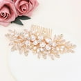 thumbnail image 2 of Handmade Wedding Hair Comb Clip Rhinestone Bridal Hair Comb Piece, Hair Accessories for Brides Women (Gold), 2 of 4